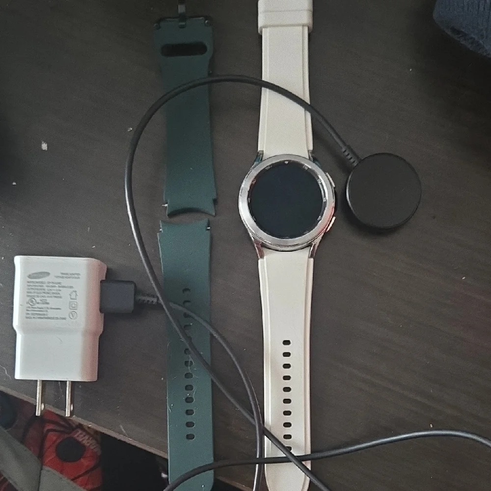 Samsung Silver and White Smartwatch